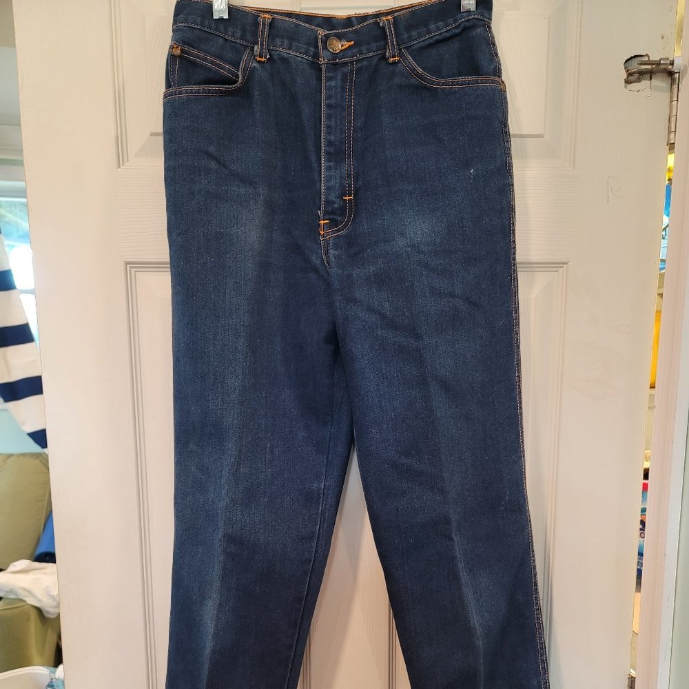 PS GITANO Womens Sz 12 High Waist Tapered Leg Mom Denim Jeans, Vintage, Dk Blue